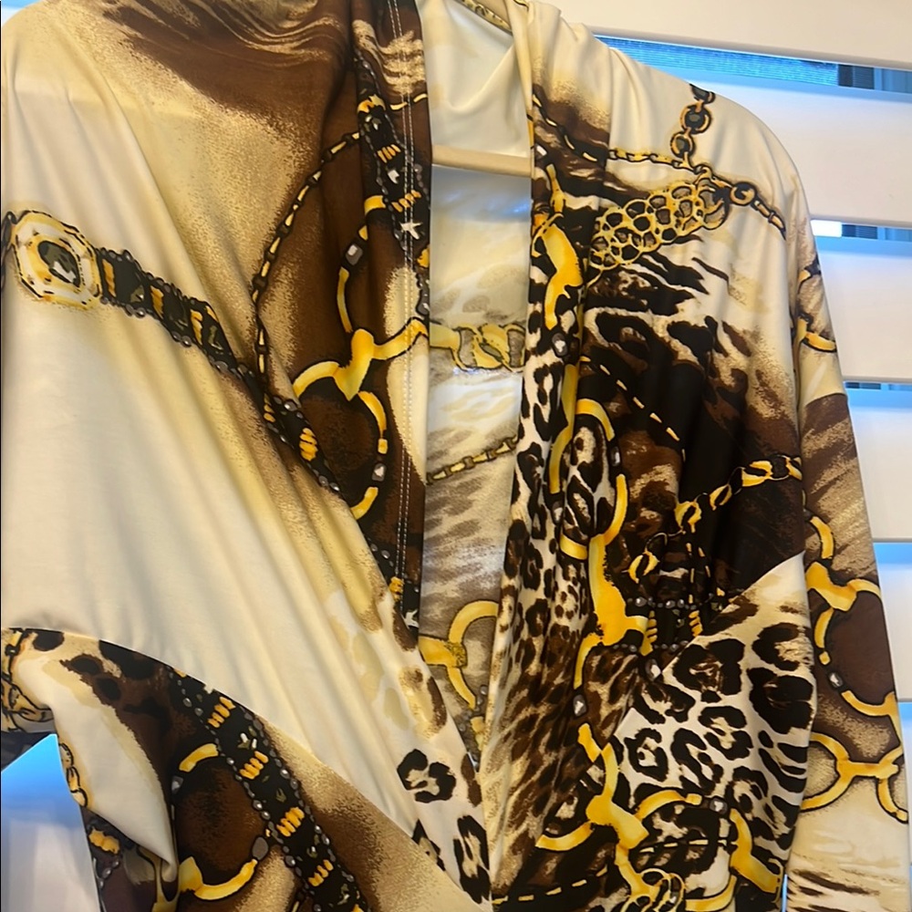 Elegant Brown and Yellow Women's Dress